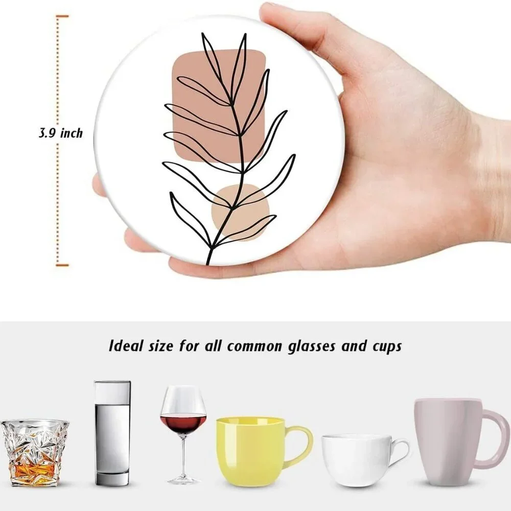 Table Coaster for Drinks Set of 6, Flowers Beauty Woman Boho One Coffee Absorben